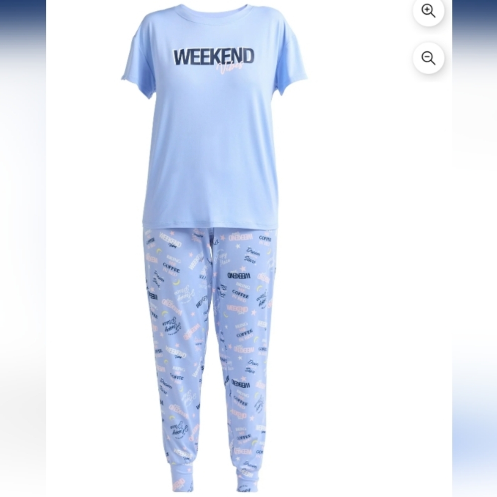 Women's Weekend Blue Sleep Tee & Joggers Pajama Set  Various Sizes NWT - Picture 4 of 15